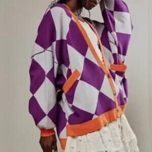 Free People - We the Free Manny oversized cardigan in Dahlia Combo. Size XL